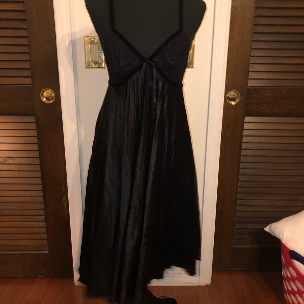 Bebe Y2k Satin lace velvet detail Slip Dress